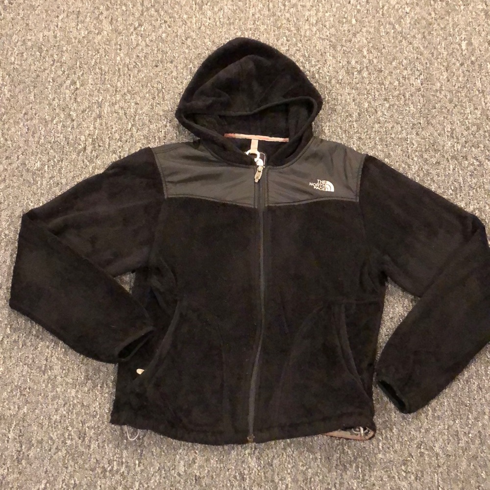 The north face hooded fleece jacket black medium